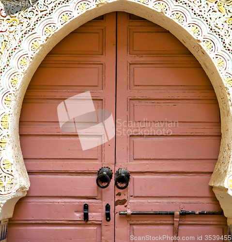 Image of historical in  antique building door morocco style africa   wood