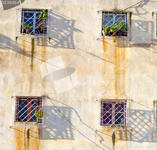 Image of  window in morocco africa and old construction wal brick histori