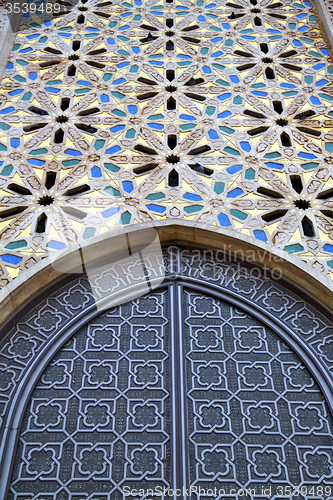 Image of historical marble  in  antique building door morocco      style 