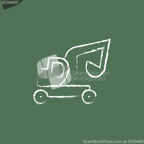 Image of Excavator truck icon drawn in chalk.