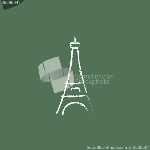 Image of Eiffel Tower icon drawn in chalk.
