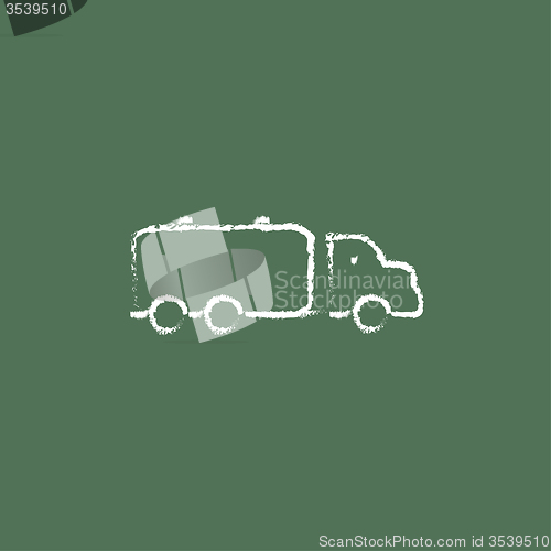 Image of Truck liquid cargo icon drawn in chalk.
