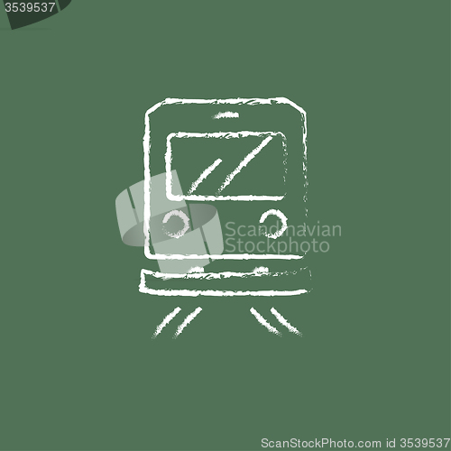 Image of Back view of train icon drawn in chalk.