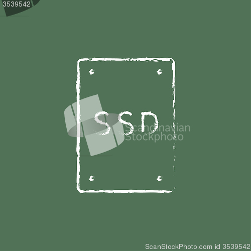 Image of Solid state drive icon drawn in chalk.