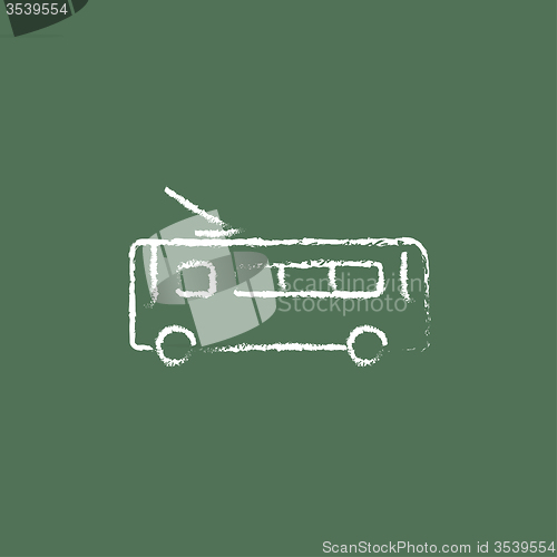 Image of Trolleybus icon drawn in chalk.