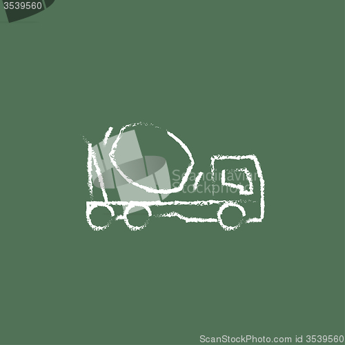 Image of Concrete mixer truck icon drawn in chalk.
