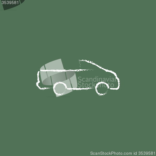 Image of Pick up truck icon drawn in chalk.