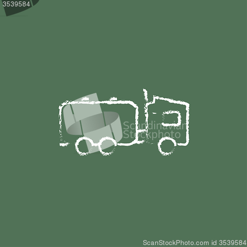 Image of Truck liquid cargo icon drawn in chalk.