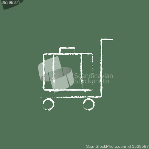 Image of Luggage on a trolley icon drawn in chalk.