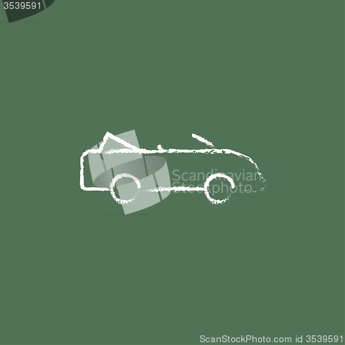 Image of Convertible car icon drawn in chalk.