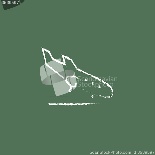Image of Landing aircraft icon drawn in chalk.