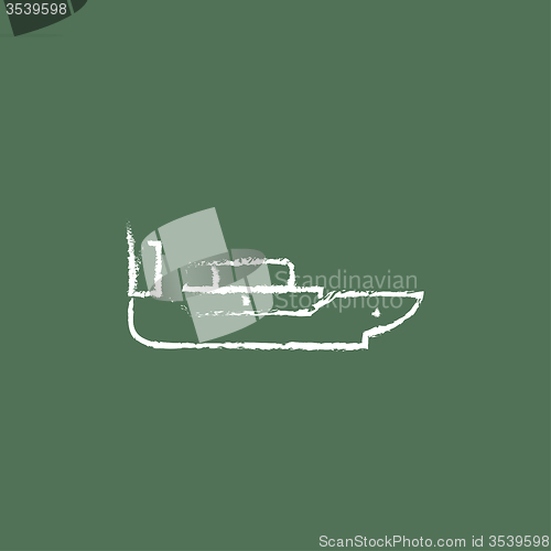 Image of Cargo container ship icon drawn in chalk.