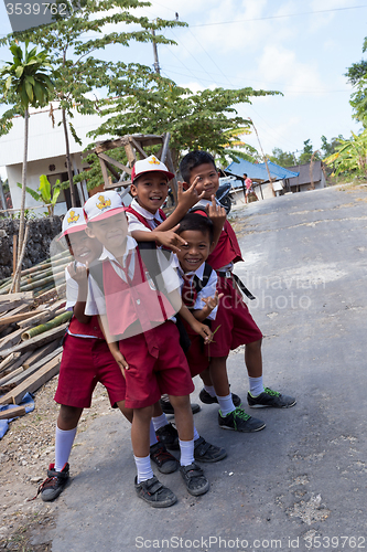 Image of Balinese hindu boys in school uniform 