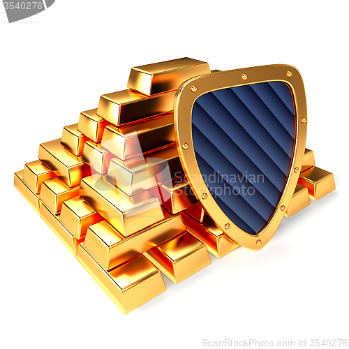 Image of Gold bars and shield