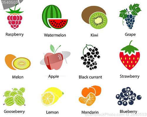 Image of Set of Fruit Icons With Title