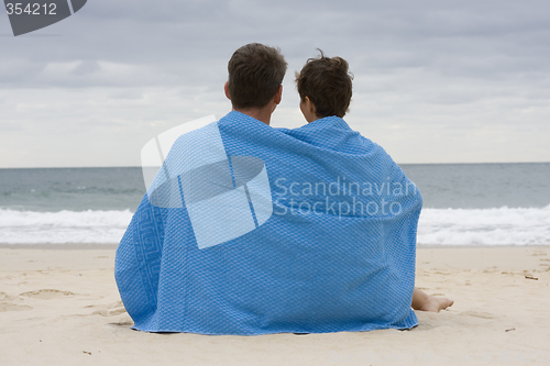 Image of Couple sitting on the beach