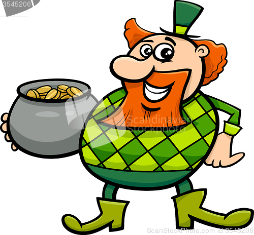 Image of leprechaun with gold cartoon