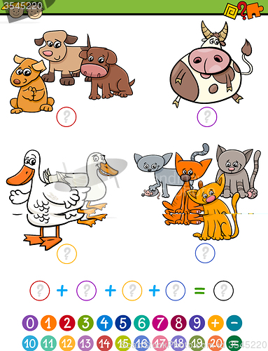 Image of cartoon math task for children