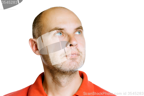 Image of Unshaven man. Isolated on white. Studio