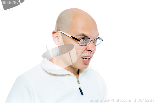 Image of Bald evil man. Isolated. Studio