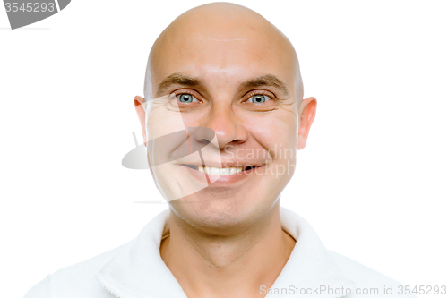 Image of Bald smiling man. Isolated. Studio