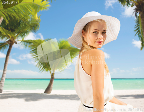 Image of beautiful woman enjoying summer outdoors