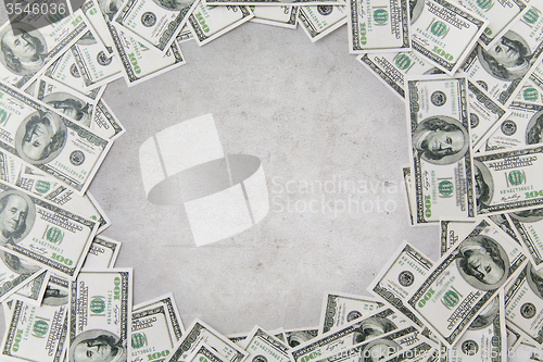 Image of close up of dollar money over concrete background