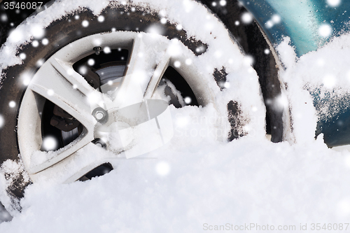 Image of closeup of car wheel