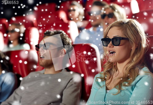 Image of friends watching horror movie in 3d theater