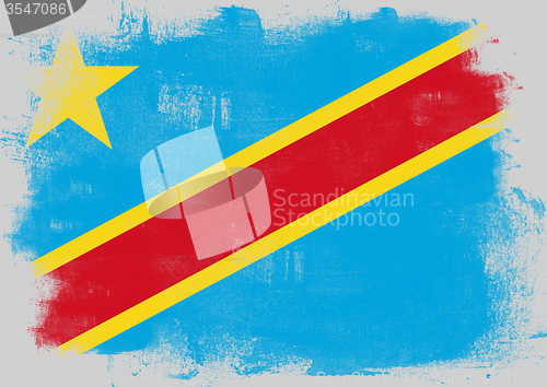 Image of Flag of Democratic Republic of the Congo painted with brush