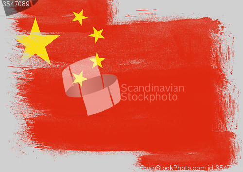 Image of Flag of China painted with brush