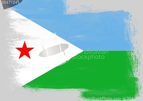 Image of Flag of Djibouti painted with brush