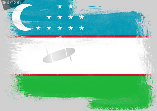 Image of Flag of Uzbekistan painted with brush