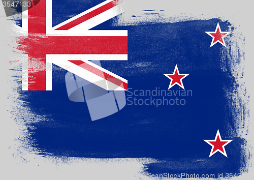 Image of Flag of New Zealand painted with brush