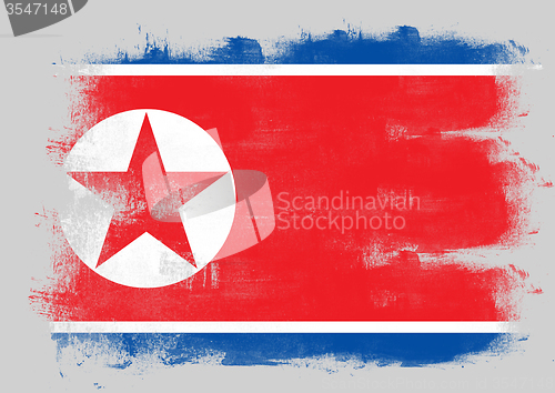 Image of Flag of North Korea painted with brush