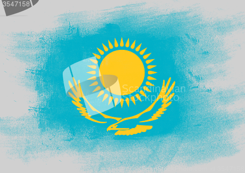 Image of Flag of Kazakhstan painted with brush