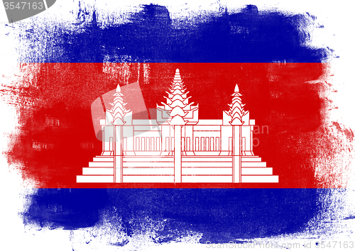 Image of Flag of Cambodia painted with brush