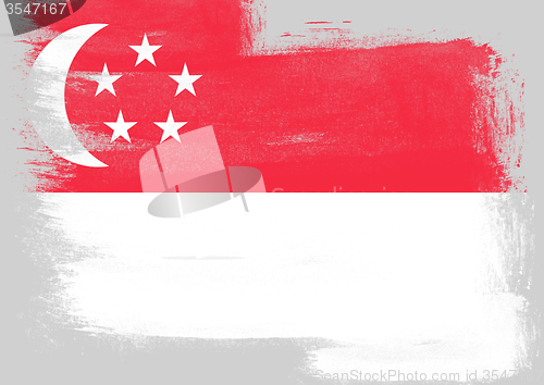 Image of Flag of Singapore painted with brush