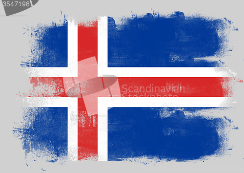 Image of Flag of Iceland painted with brush