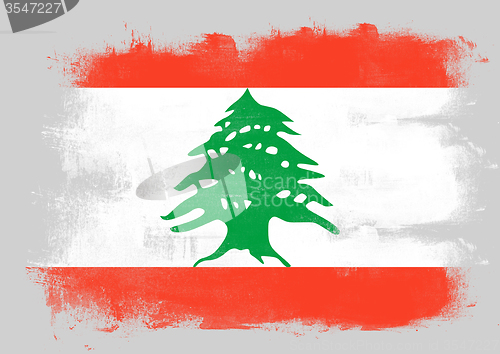 Image of Flag of Lebanon painted with brush
