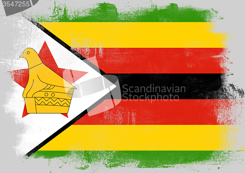 Image of Flag of Zimbabwe painted with brush