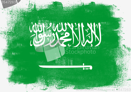 Image of Flag of Saudi Arabia painted with brush