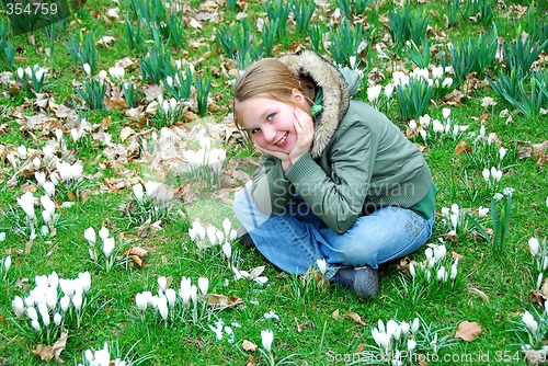 Image of Girl in crocus field