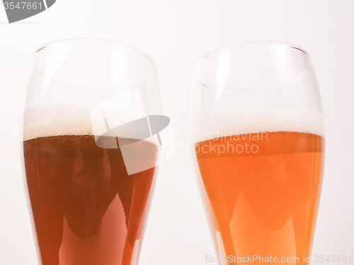 Image of Retro looking Two glasses of German beer