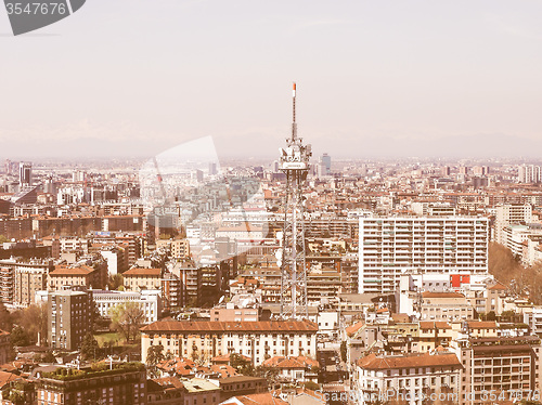 Image of Retro looking Milan aerial view
