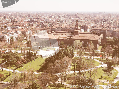 Image of Retro looking Milan aerial view