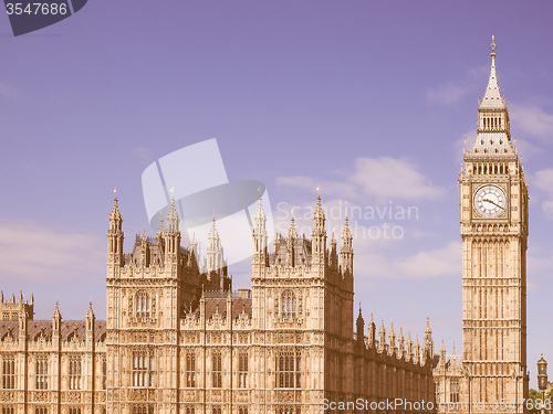 Image of Retro looking Houses of Parliament in London