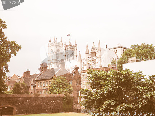 Image of Retro looking Westminster Abbey in London