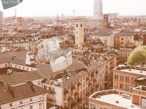Image of Retro looking Aerial view of Turin