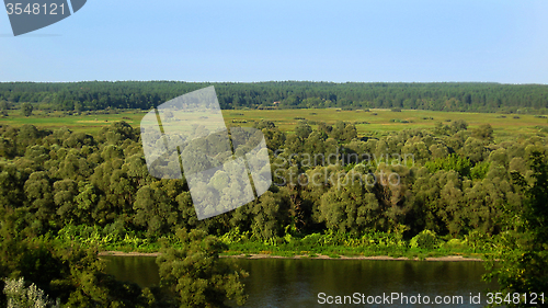 Image of summer landscape with river and trees